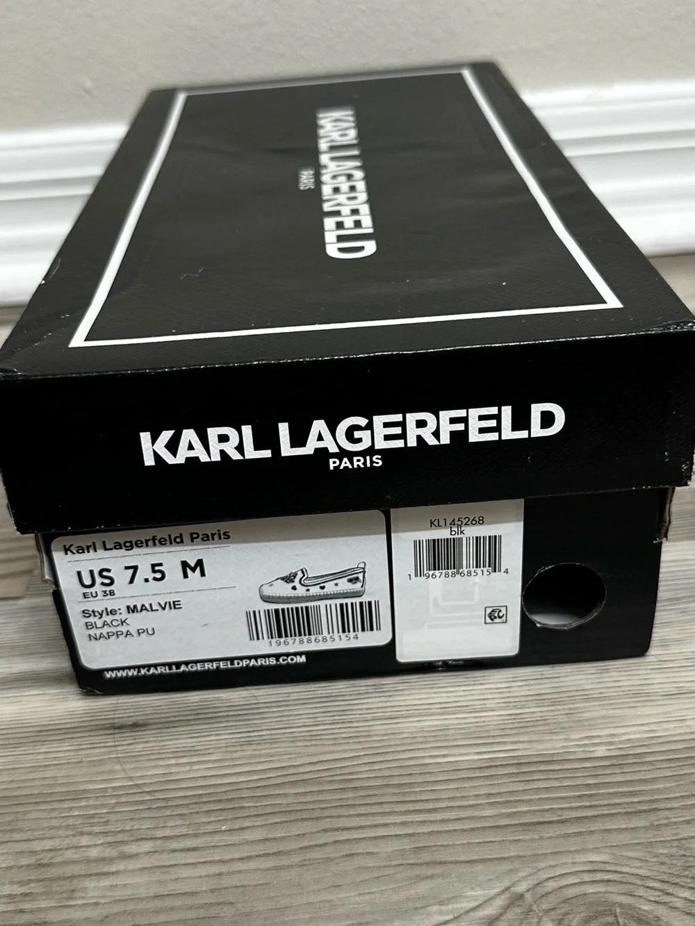 Karl Lagerfeld- Michaela leather pin slip-on flat espadrille